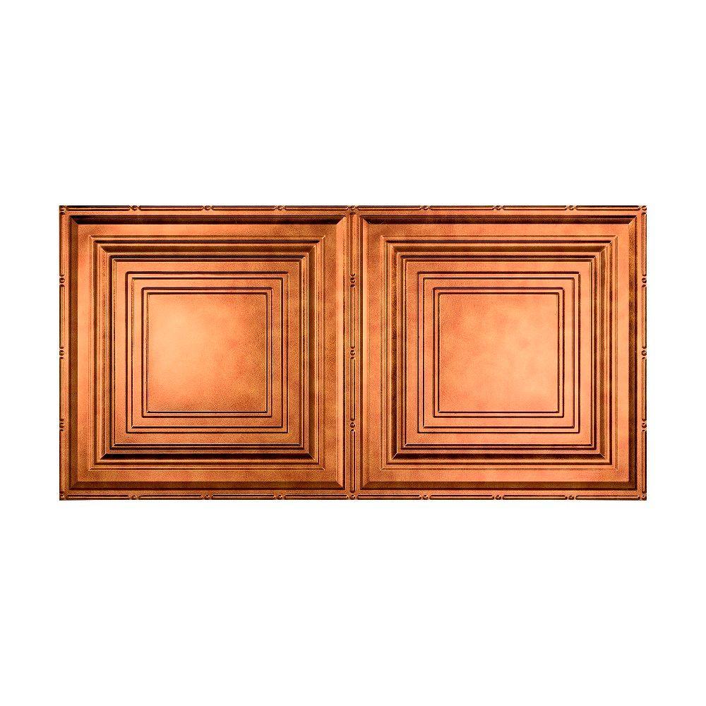 Fasade Traditional Style 3 2 Ft X 4 Ft Vinyl Glue Up Ceiling Tile In Antique Bronze