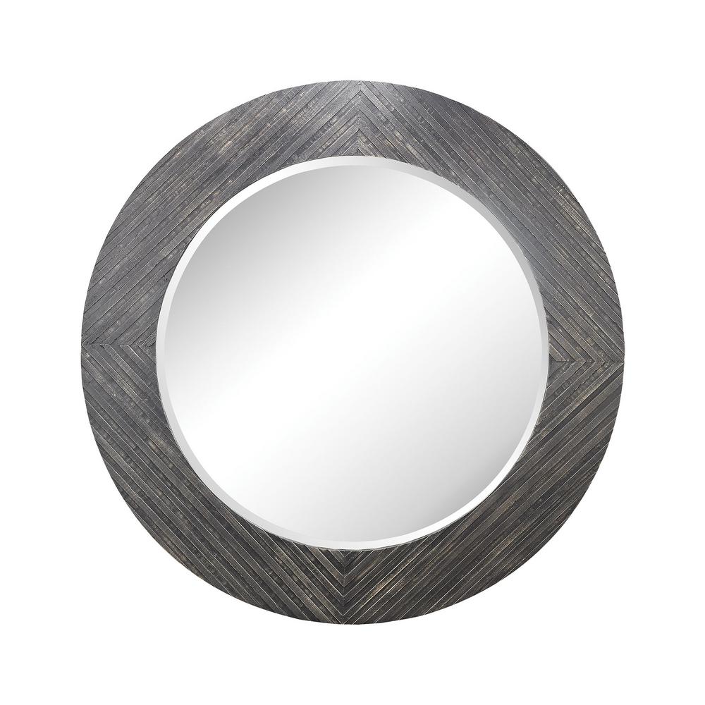 Blackwall 64 In Round Wood Black Ash Framed Mirror
