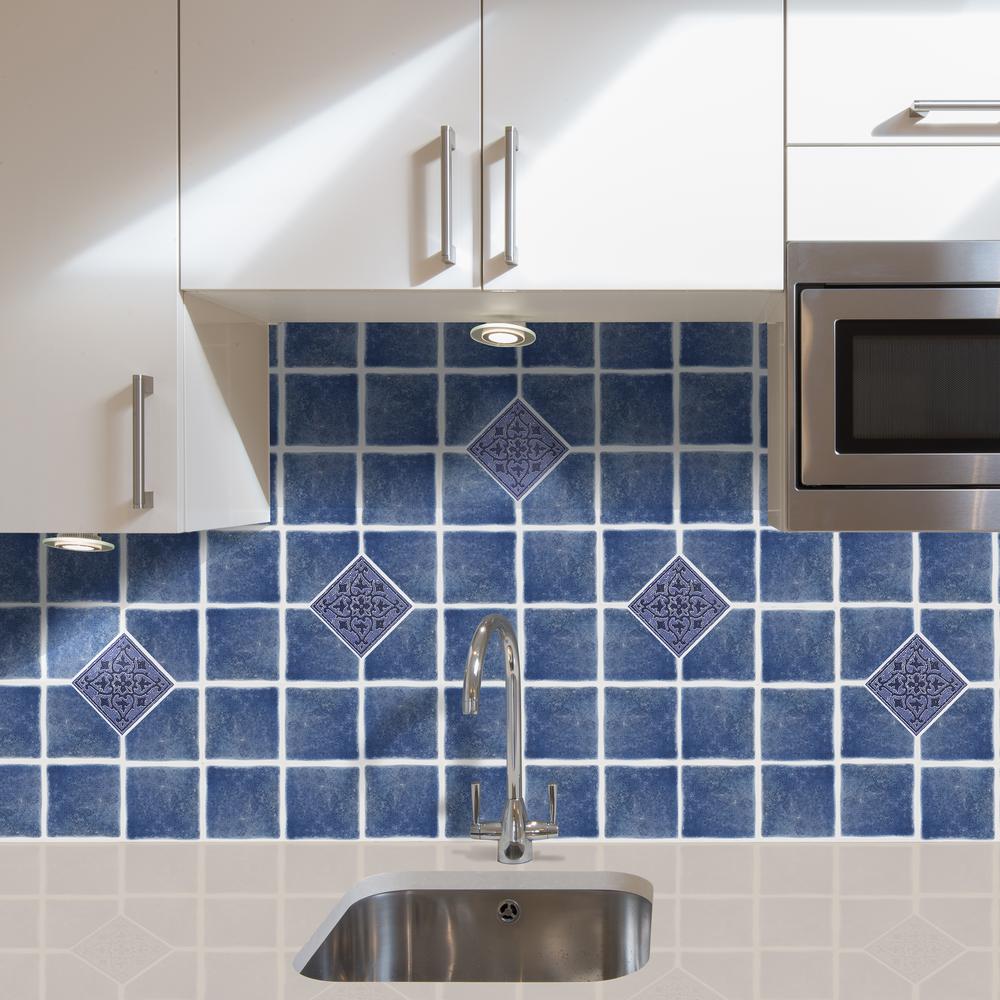Nexus Wall Tiles Vinyl 4 In X Blue Self Sticking Nexus Wall Tiles Vinyl 4 In X Blue Self Sticking
