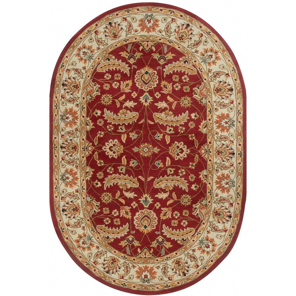 John Red 6 Ft X 9 Oval Area Rug