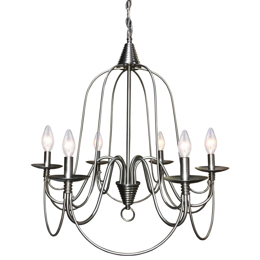 Y Decor Blakely 6-Light Brushed Nickel Chandelier-L006BN - The Home Depot