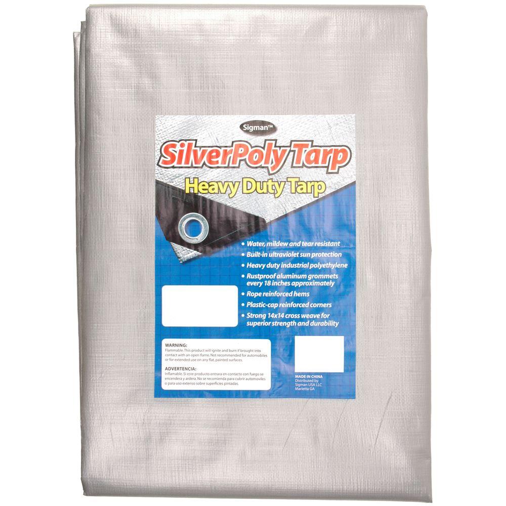 Sigman 12 Ft X 24 Silver Heavy Duty Tarp Spt012024 The Home Depot Silver Heavy Duty Tarp