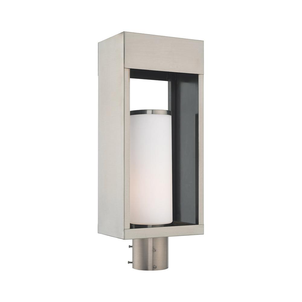 Livex Lighting Newburyport 1Light Outdoor Brushed Nickel Post Light