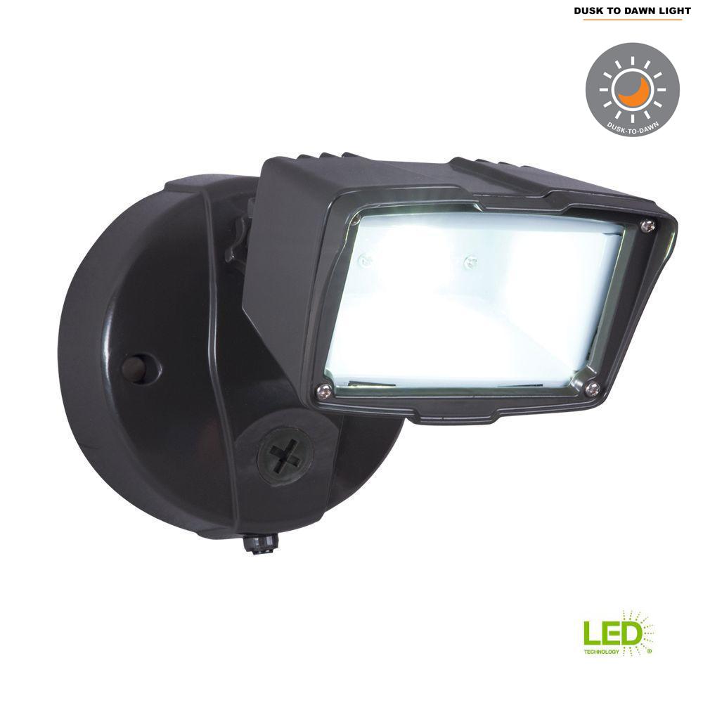 All Pro Bronze Outdoor Integrated Led Small Single Head Security Bronze Outdoor Integrated Led Small Single Head Security Flood Light With Dusk To Dawn Photocell Sensor