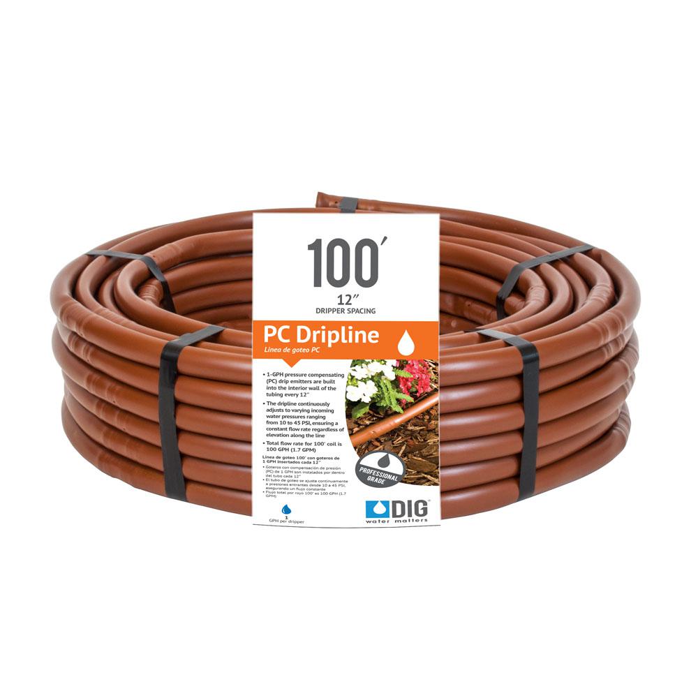 DIG 1/4 in. Emitter Tubing 100 ft. W/6 in. Spacing in BrownSHB106 The Home Depot
