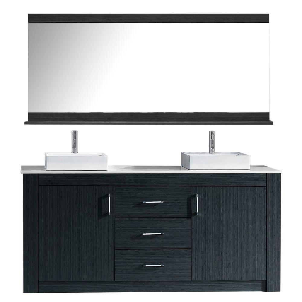 Virtu Usa Tavian 72 In W Bath Vanity Gray With Stone Top White Square Basin And Mirror Faucet Virtu Usa Tavian 72 In W Bath Vanity Gray With Stone Top White Square Basin And Mirror Faucet