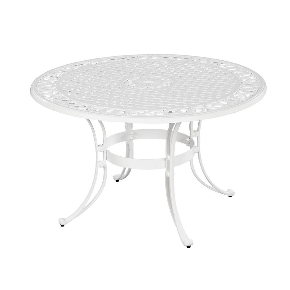 Homestyles Biscayne 48 In White Round Patio Dining Table 5552 32 The Home Depot