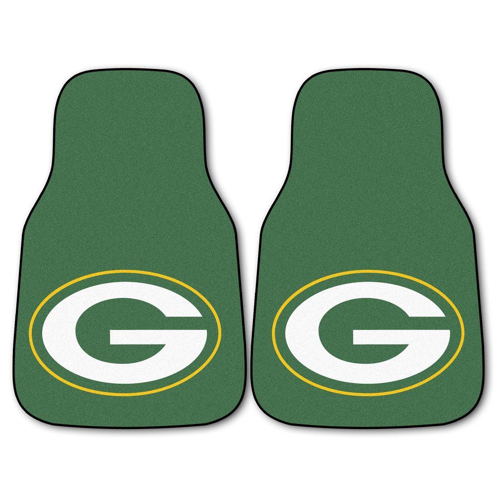 Fanmats Green Bay Packers 18 In X 27 In 2 Piece Carpeted Car Mat