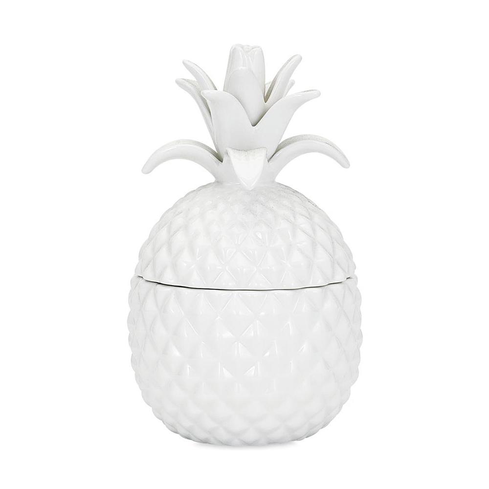 White Ceramic Lidded Pineapple 53116 The Home Depot