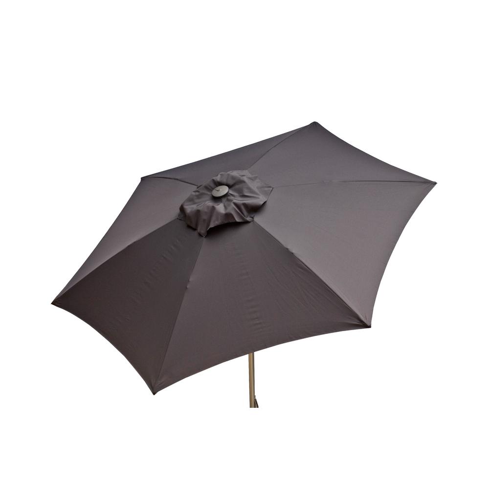 Gray Patio Umbrellas Furniture The Home Depot 8 5 Ft Aluminum Manual Push Up Tilt Patio Umbrella In Charcoal Grey Polyester