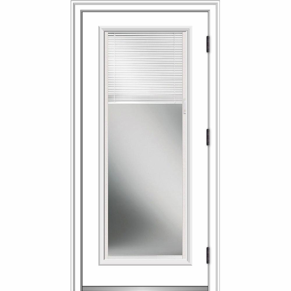 Masonite 32 In X 80 Mini Blind Right Hand Inswing Primed Steel 32 In X 80 Internal Blinds Left Hand Outswing Full Lite