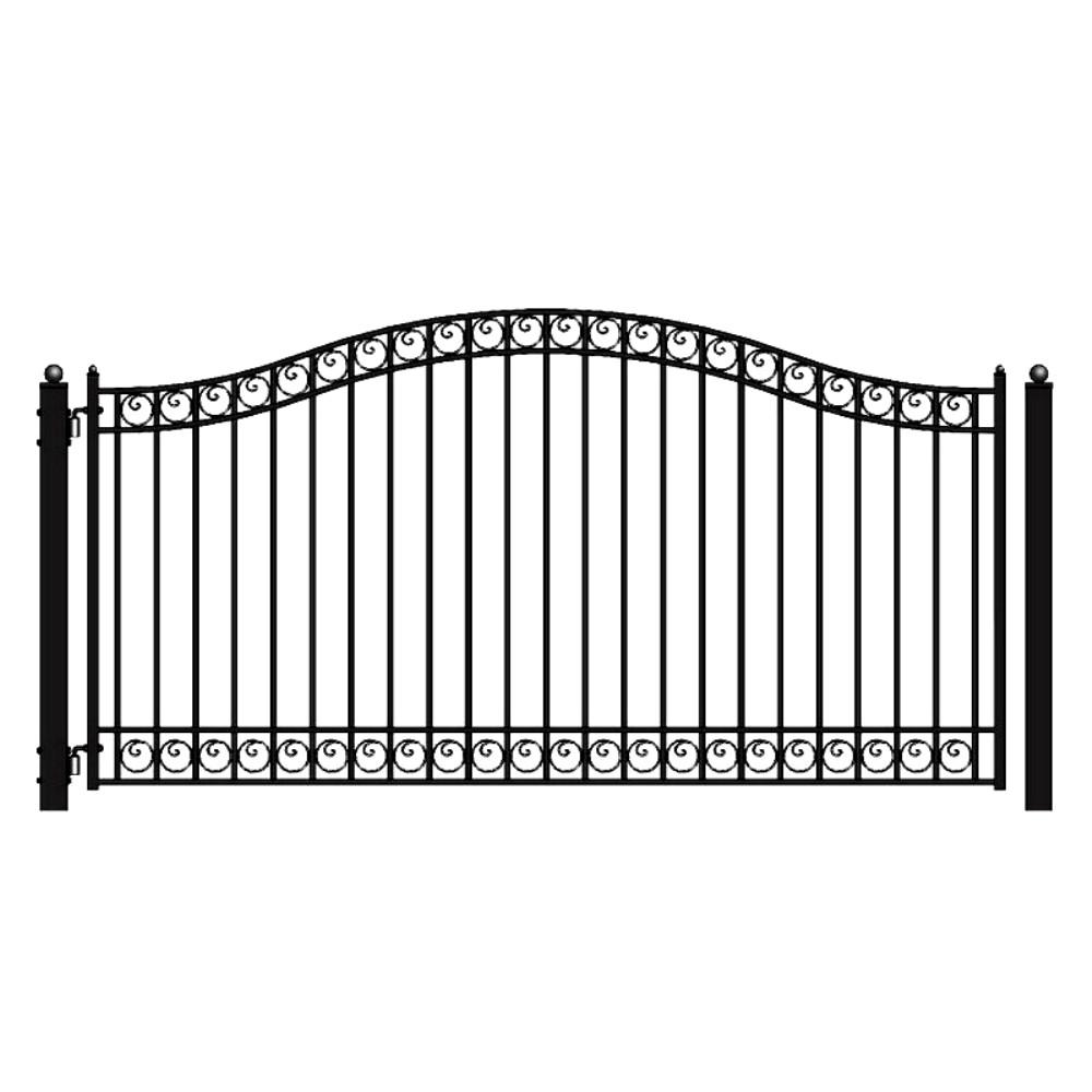 Aleko Dublin Style 18 Ft X 6 Ft Black Steel Single Swing Driveway Fence Gate