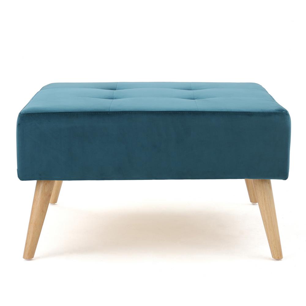 Noble House Omry Dark Teal Square Ottoman 11202 The Home Depot