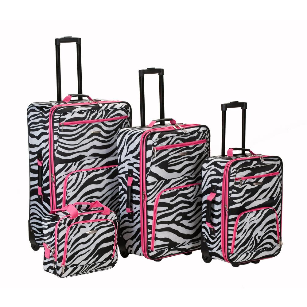 Rockland Beautiful Deluxe Expandable Luggage 4-Piece Softside Luggage Set, Pink Zebra, Pinkzebra was $239.0 now $88.43 (63.0% off)