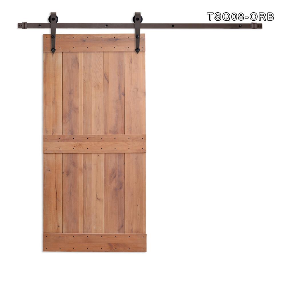 CALHOME 36 in. x 84 in. Vertical Slat 2Panel Primed Natural Wood Sliding Barn Door with Sliding