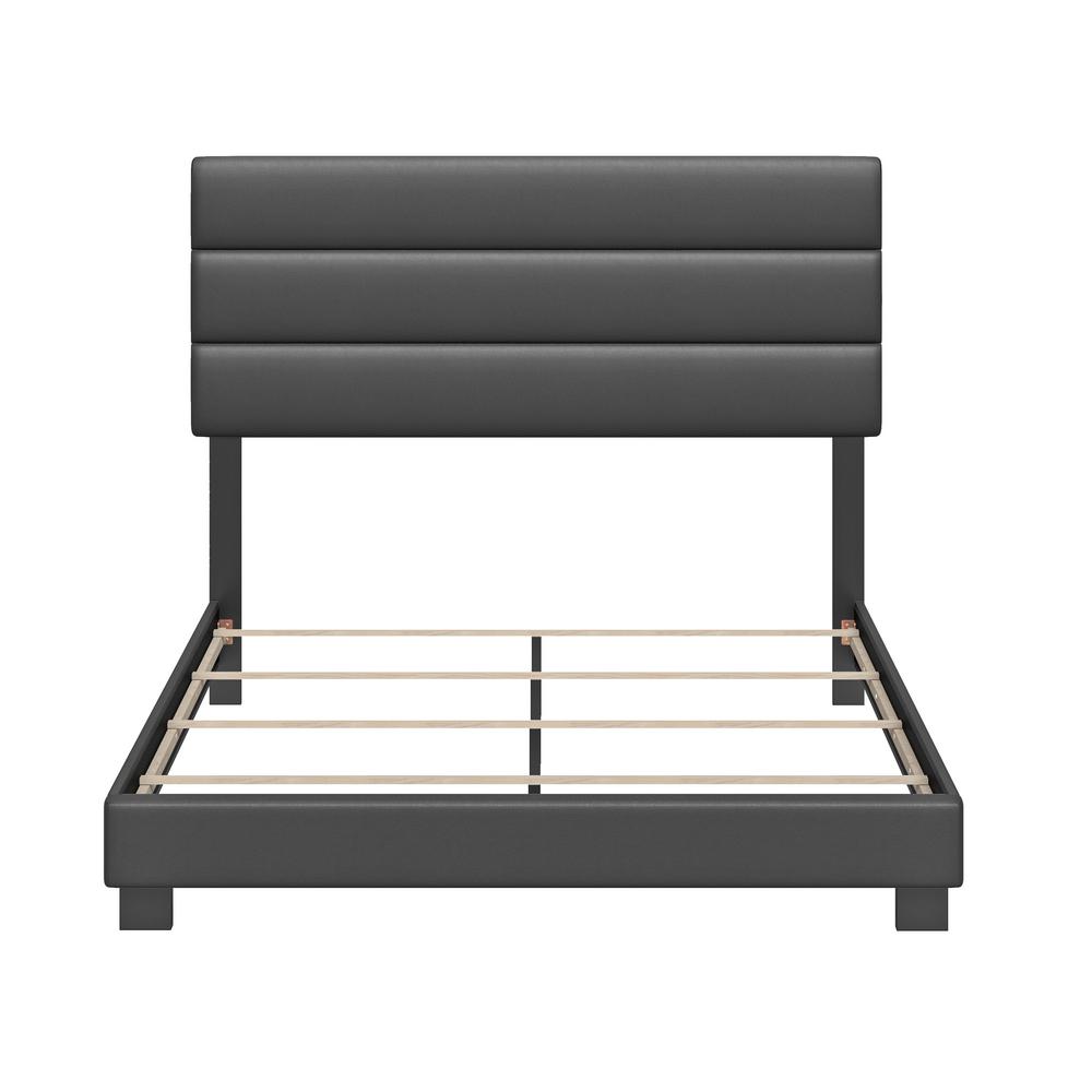 Rest Rite Vivian Faux Leather Black Upholstered Full Platform Bed