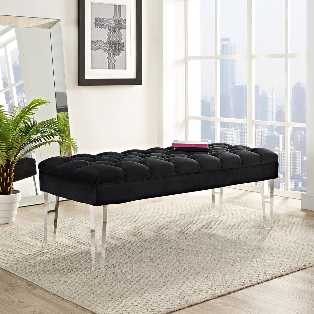 MODWAY Valet Black Velvet Bench EEI2460BLK The Home Depot
