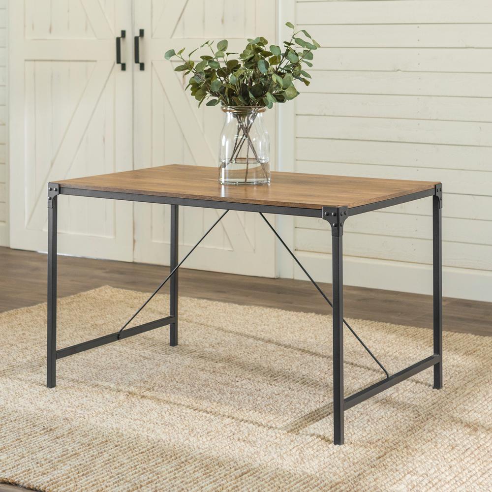 Walker Edison Furniture Company 48 Industrial Angle Iron Wood Dining Table Barnwood Hdw48aibw The Home Depot