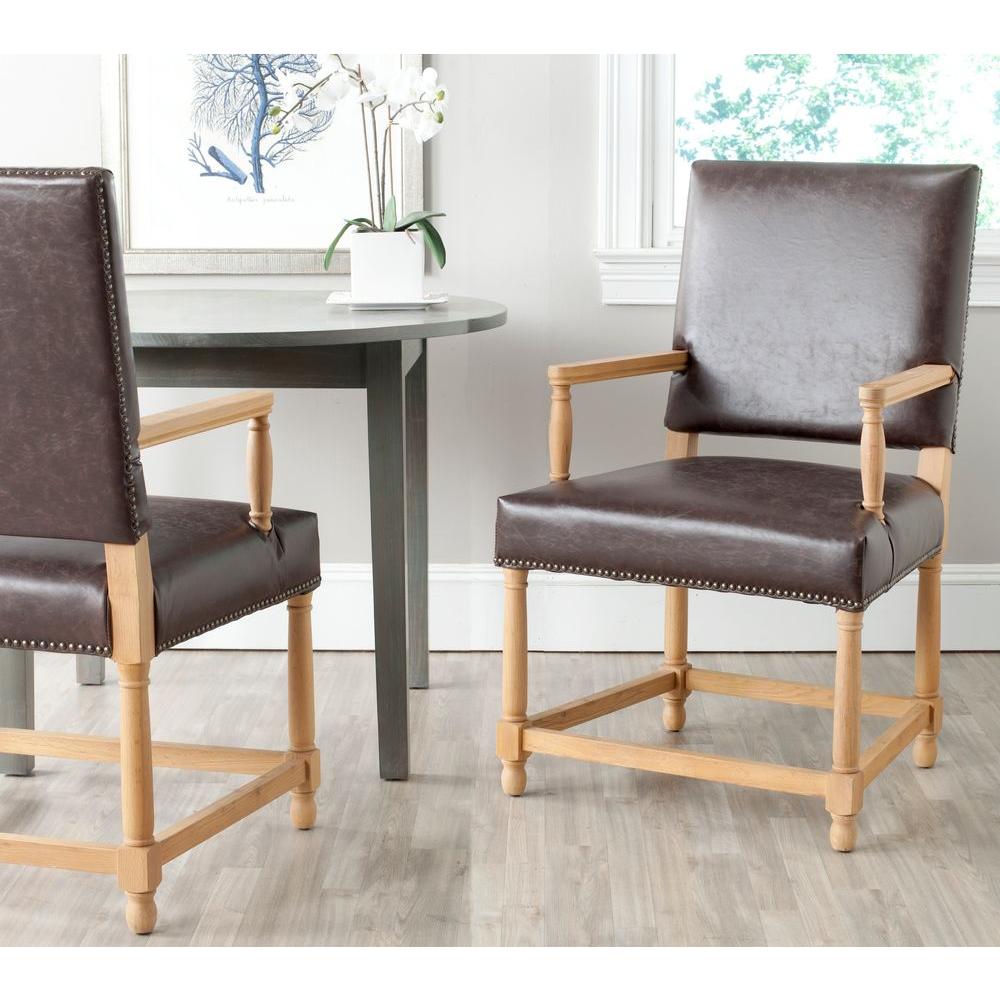 Home Decorators Collection Meloni Faux Suede Brown Bonded Leather Arm