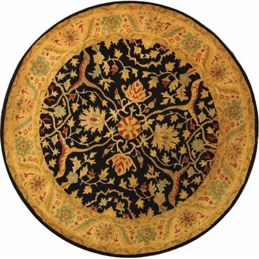 Safavieh Antiquity Black 8 Ft X 8 Ft Round Area Rug AT14B 8R The   Black Safavieh Area Rugs At14b 8r 64 1000 