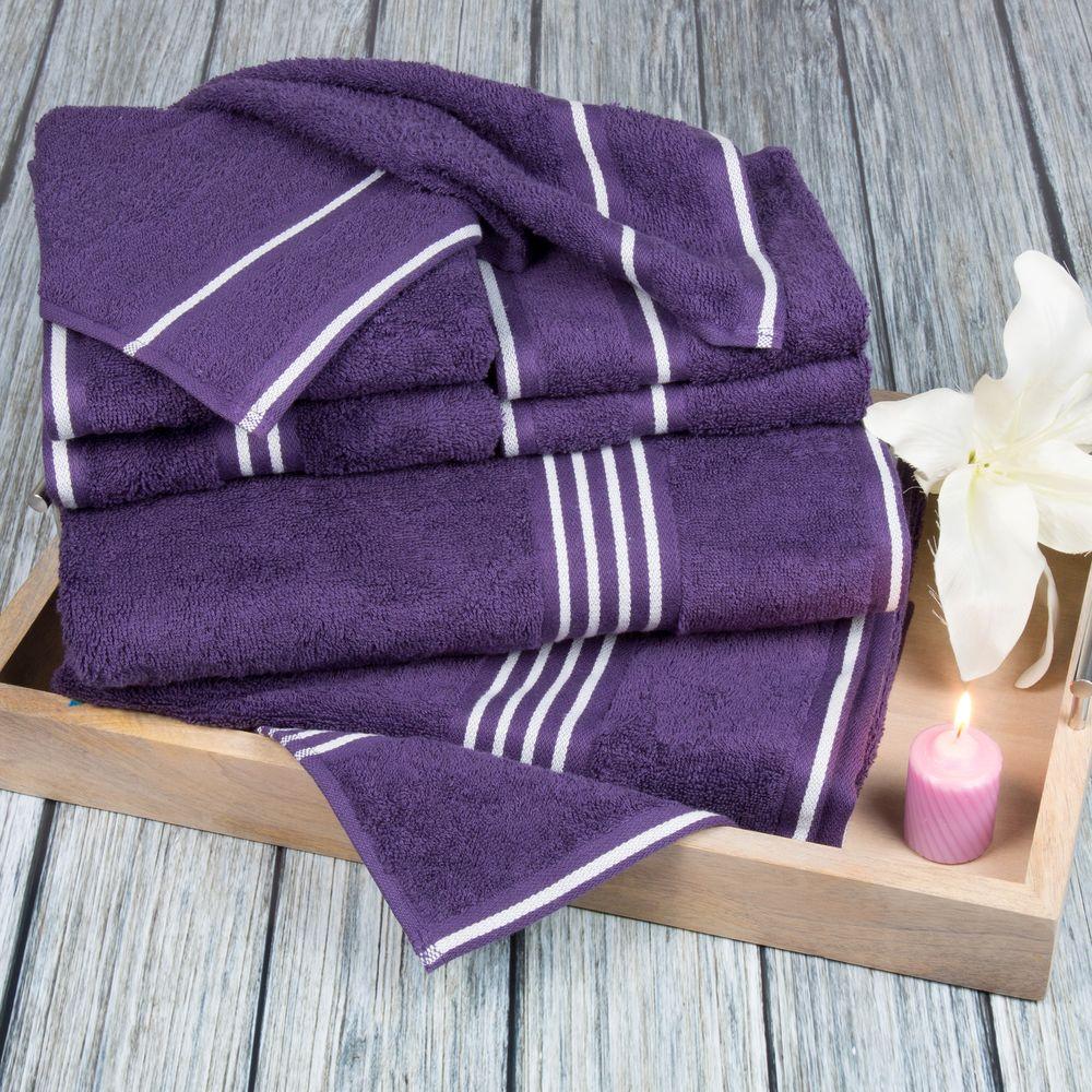 Lavish Home Rio Egyptian Cotton Towel Set in Eggplant (8Piece)670022E The Home Depot