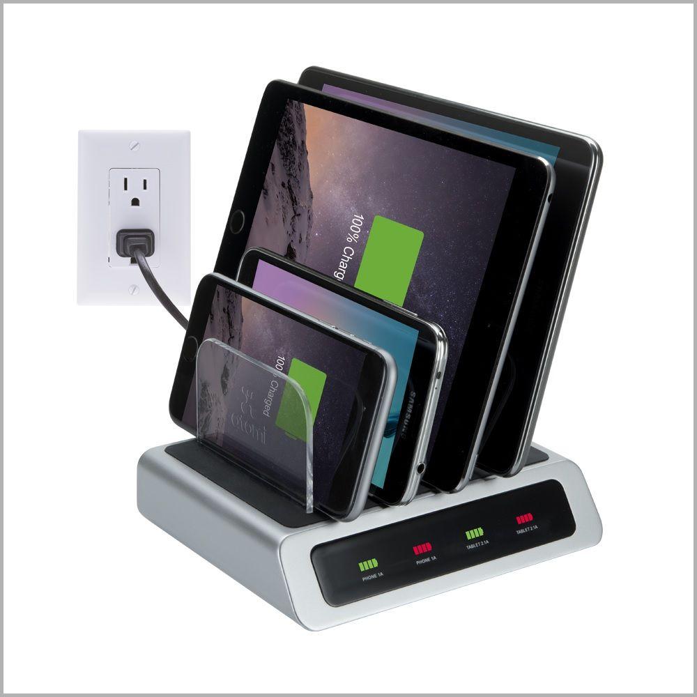 Vision Elite 4Port USB Visual Charge Charging Station, Silver/BlackAT