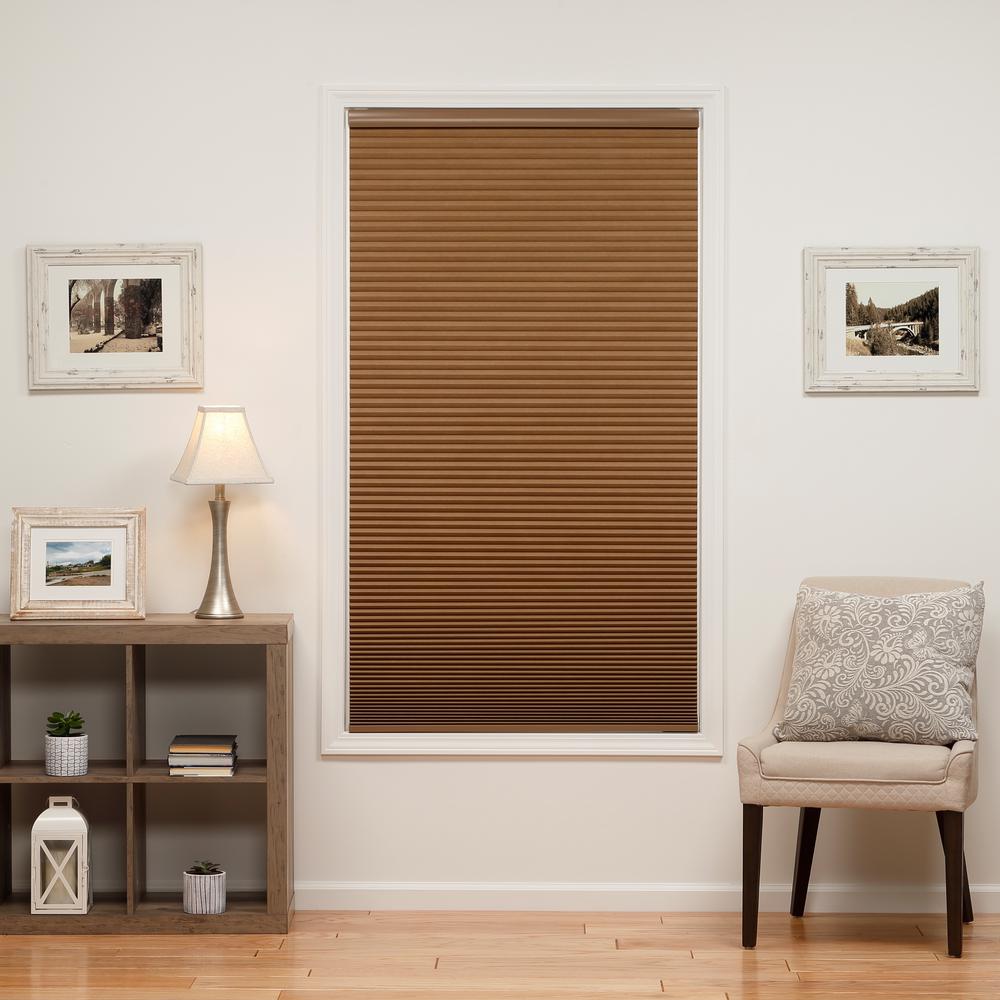 Perfect Lift Window Treatment CuttoWidth Latte 1.5in. Blackout Cordless Cellular Shade 48