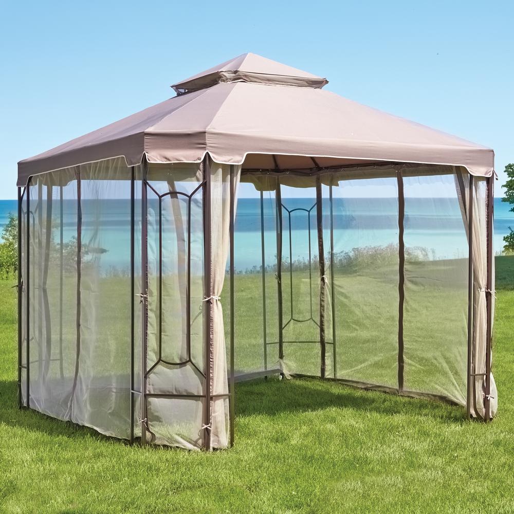 Hampton Bay Replacement Canopy For 10 Ft X 10 Ft Cottleville Gazebo   Browns Tans Hampton Bay Pergolas Gfs00744a Cpy 64 1000 