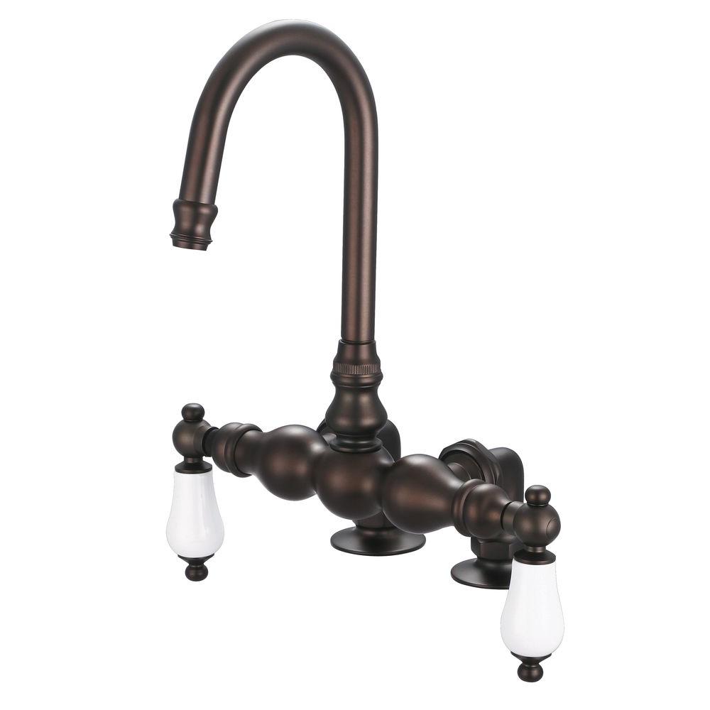 Water Creation 2Handle Deck Mount Gooseneck Claw Foot Tub Faucet with