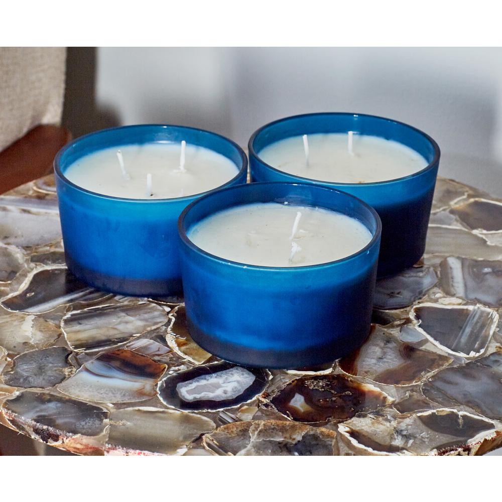 Litton Lane Blue Glass Candle Holders (Set of 3)39392 The Home Depot