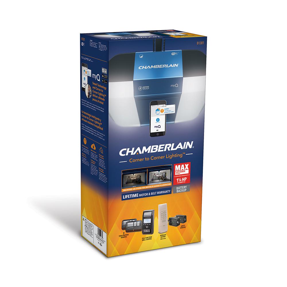 chamberlain b1381 belt drive smart garage door opener