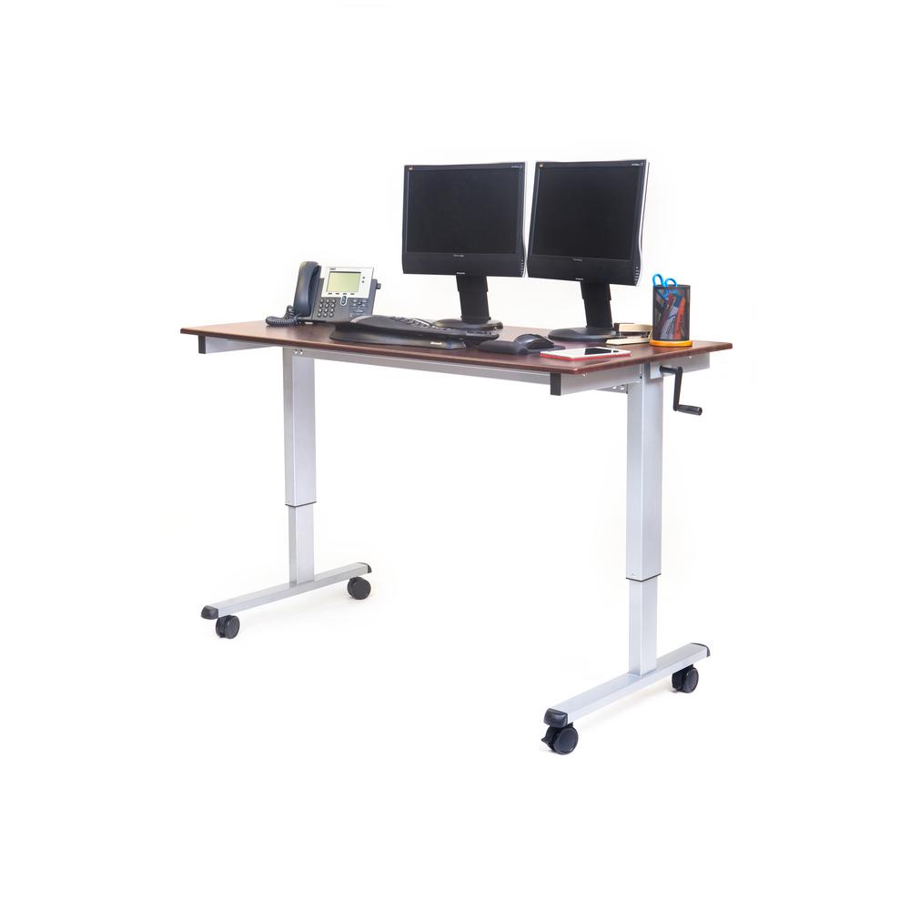 Luxor Silver And Walnut Desk With Wheels Standup Cf60 Dw The Home 4 Luxor Silver And Walnut Desk With Wheels