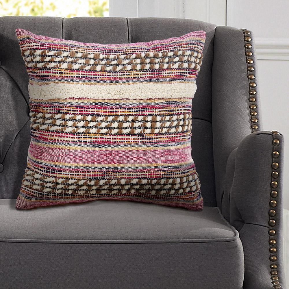 Lr Resources Eclectic Pink Striped Hypoallergenic Polyester 18 In