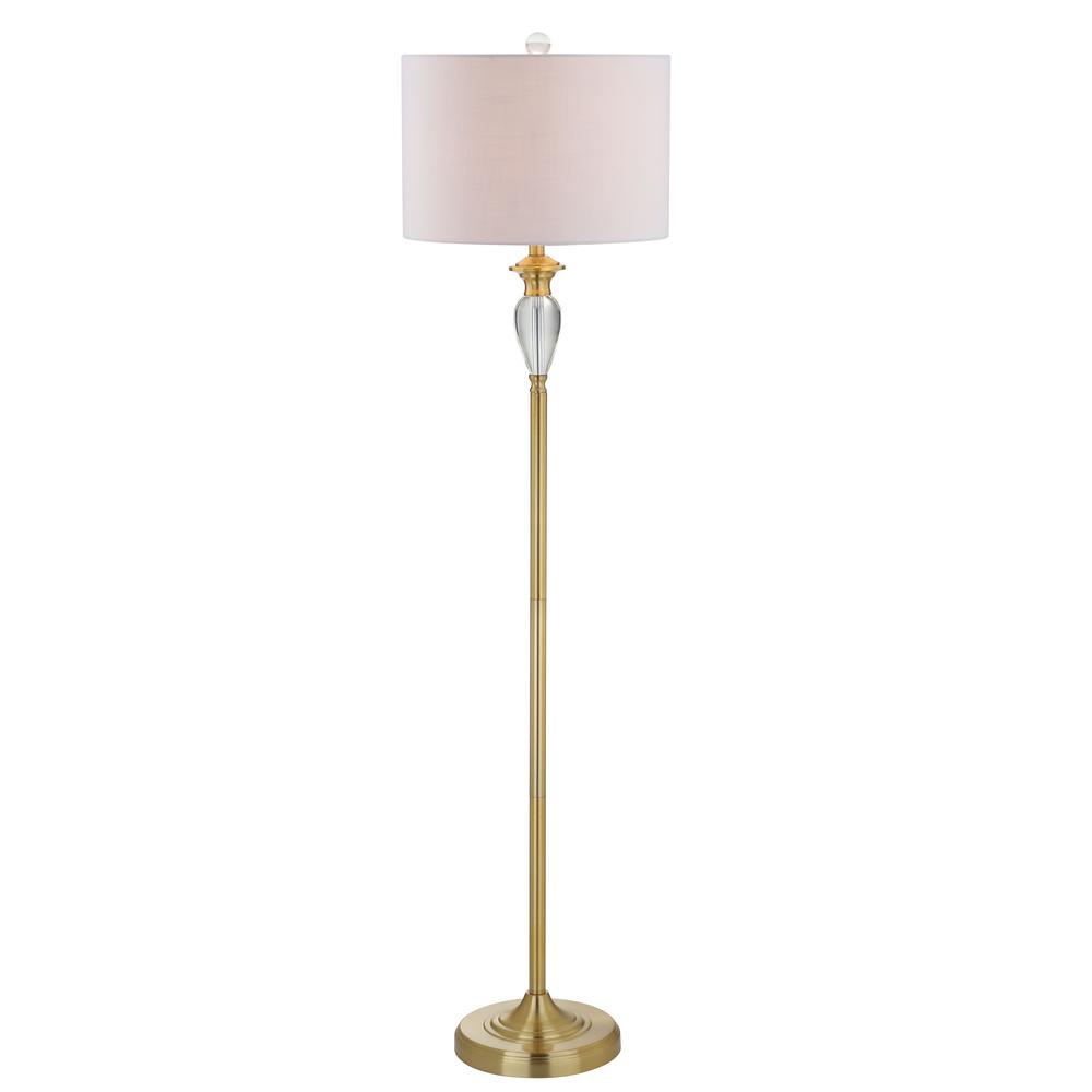 Jonathan Y Evelyn 60 In Brass Gold Clear Crystal Metal Floor Lamp