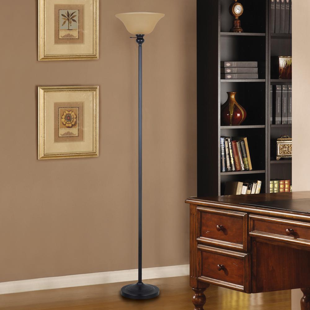 Details About Hampton Bay Bronze Floor Lamp With Frosted Plastic Shade 71 25 In Home Office