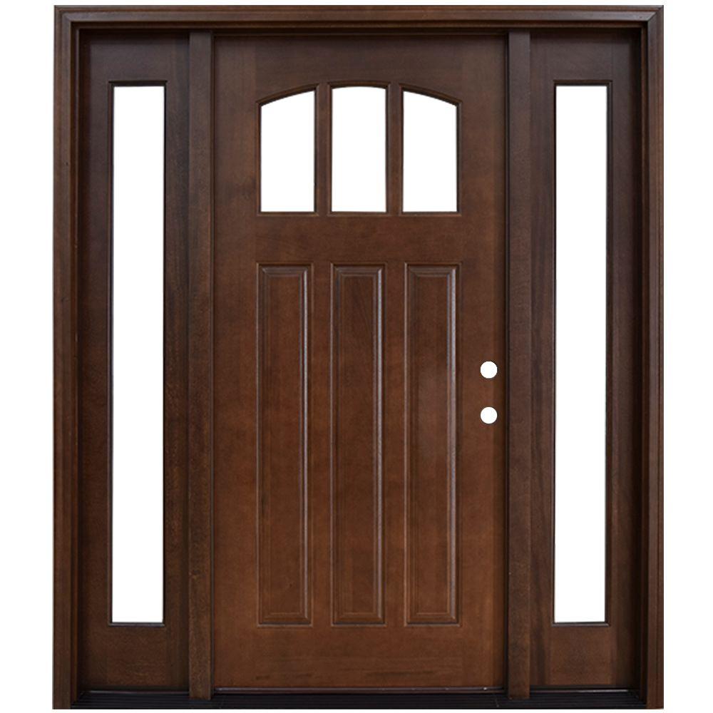 Steves Sons 64 In X 80 In Craftsman 3 Lite Arch Stained