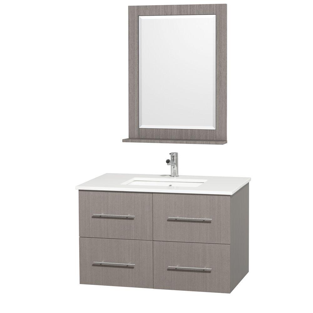 Wyndham Collection Centra 36 in. Vanity in Grey Oak with ManMade Stone