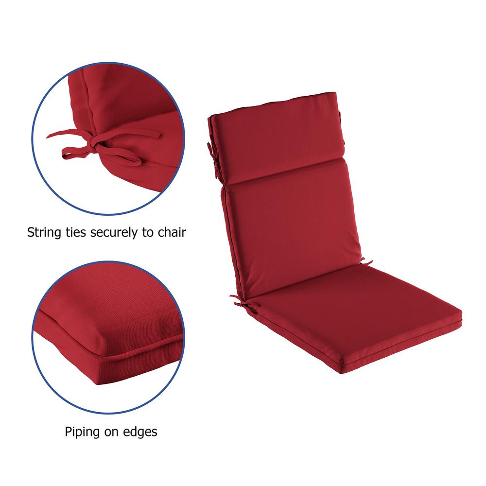 21 5 In X 25 Indoor Outdoor 3 Section High Back Patio Chair Cushion Uv Stain And Mildew Resistant Red 420731rvk The Home Depot Back Patio Chair Cushion Uv Stain, Patio Furniture Cushion
