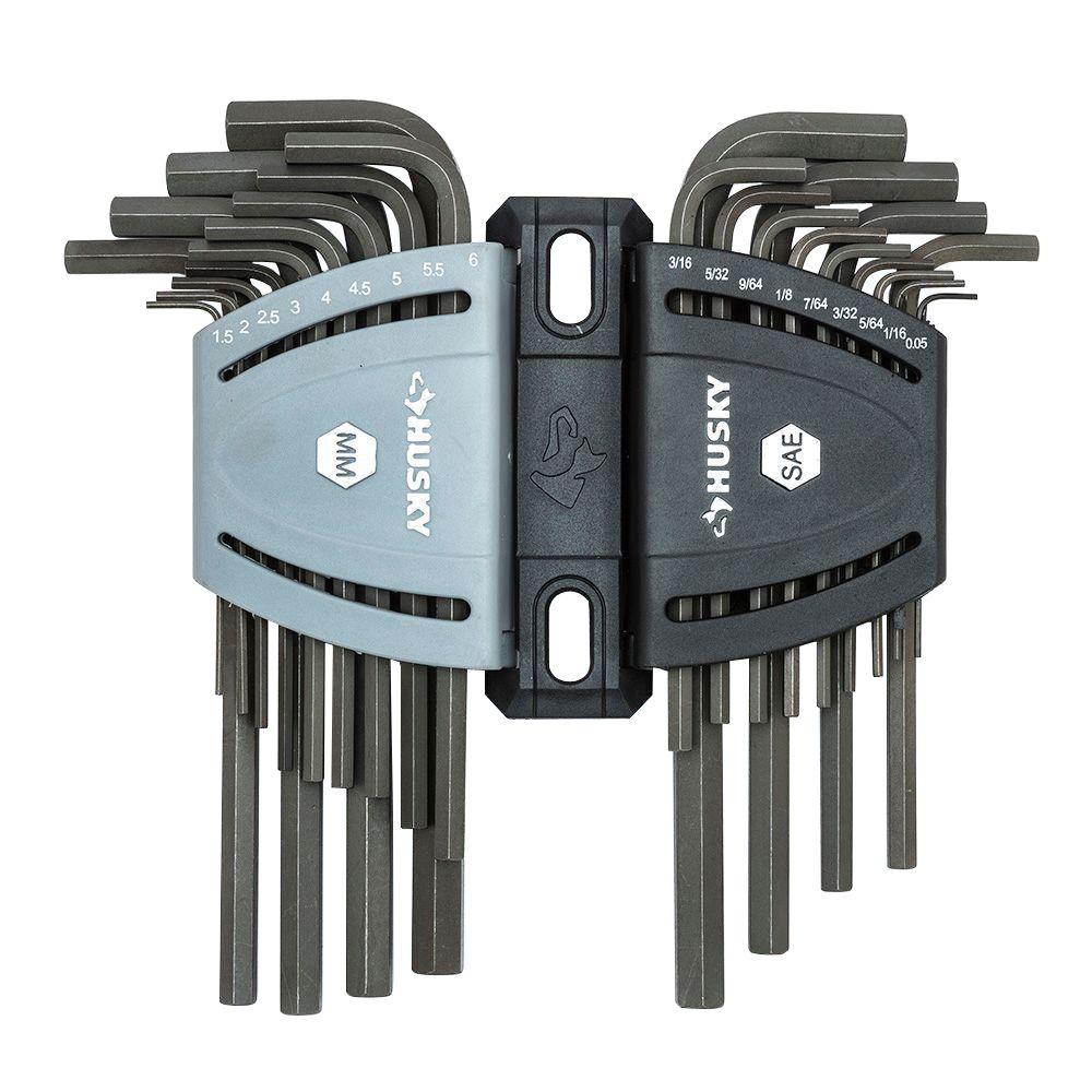 Husky SAE Metric Long Arm Hex Key Set 26 Piece HLAHKSM26PC The Home 