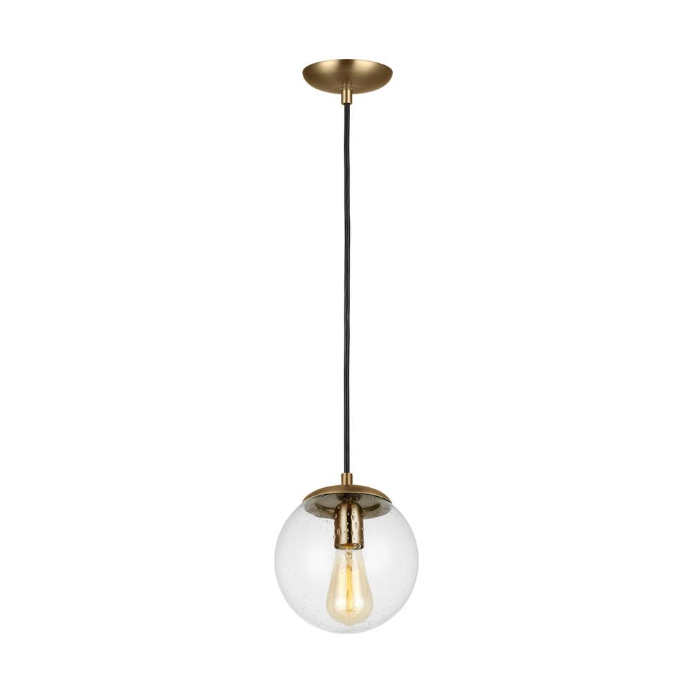 Sea Gull Lighting Leo Hanging Globe 8 In 1 Light Satin Bronze Pendant With Clear Seeded Glass Shade