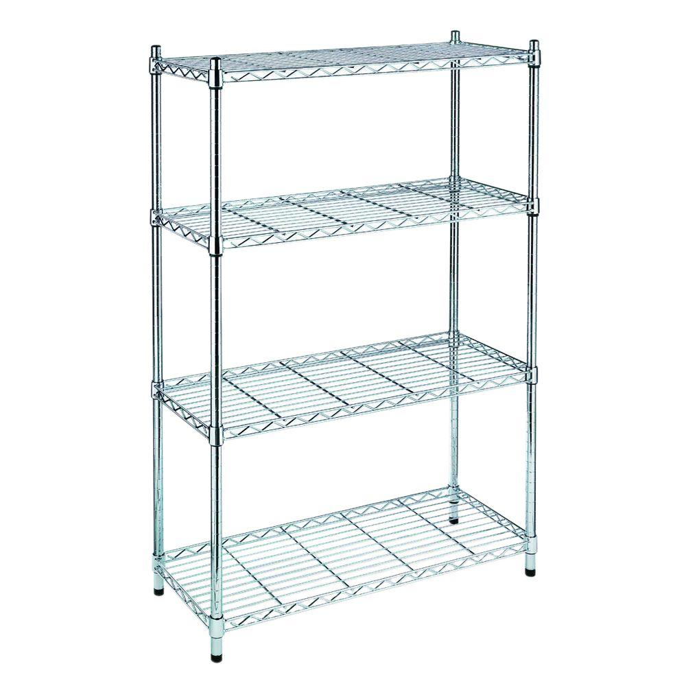 HDX 54 in. H x 36 in. W x 14 in. D 4-Tier Wire Shelving Unit in Chrome