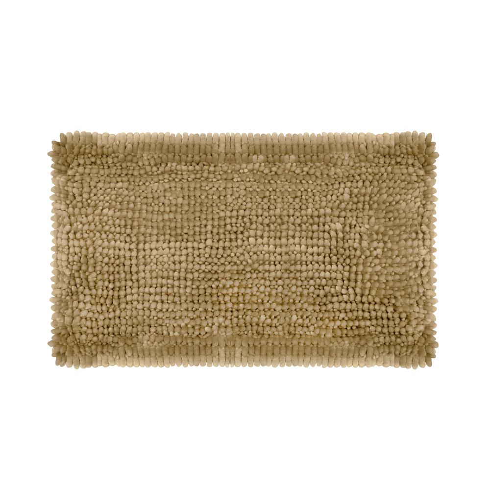 Laura Ashley Butter Chenille 27 in. x 45 in. Bath Mat in Linen ...