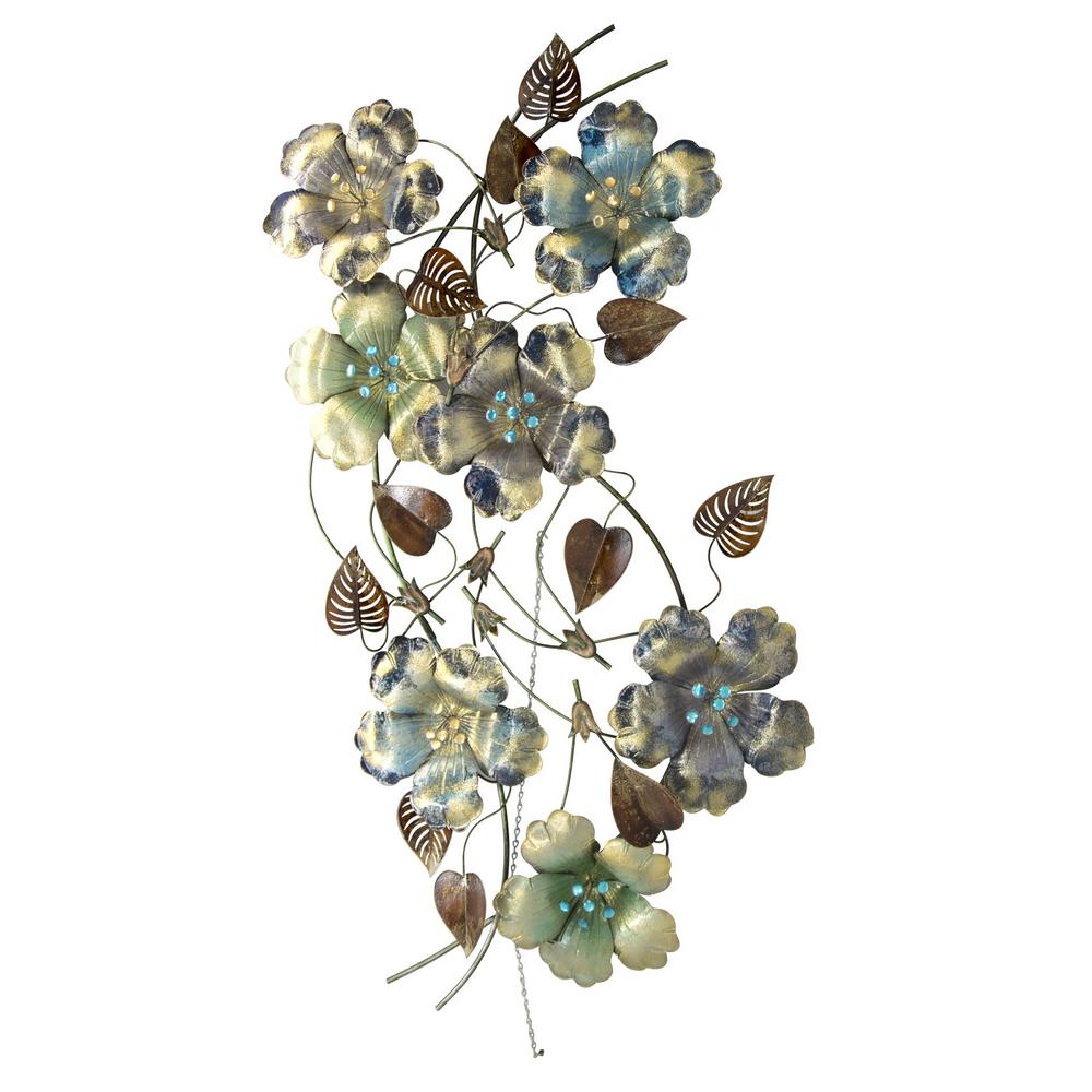Classy Art Crawling Vines and Flower Wall Art Metal Mixed Media Wall