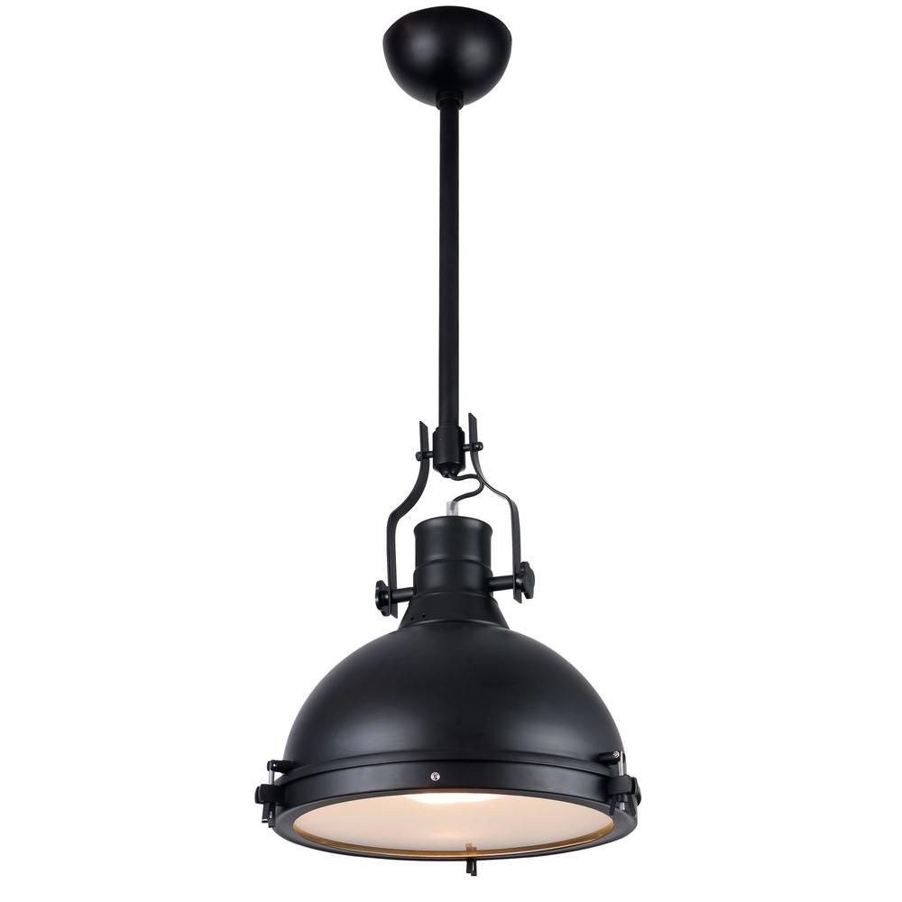 Elegant Lighting Industrial 1-Light Black Pendant Lamp ...