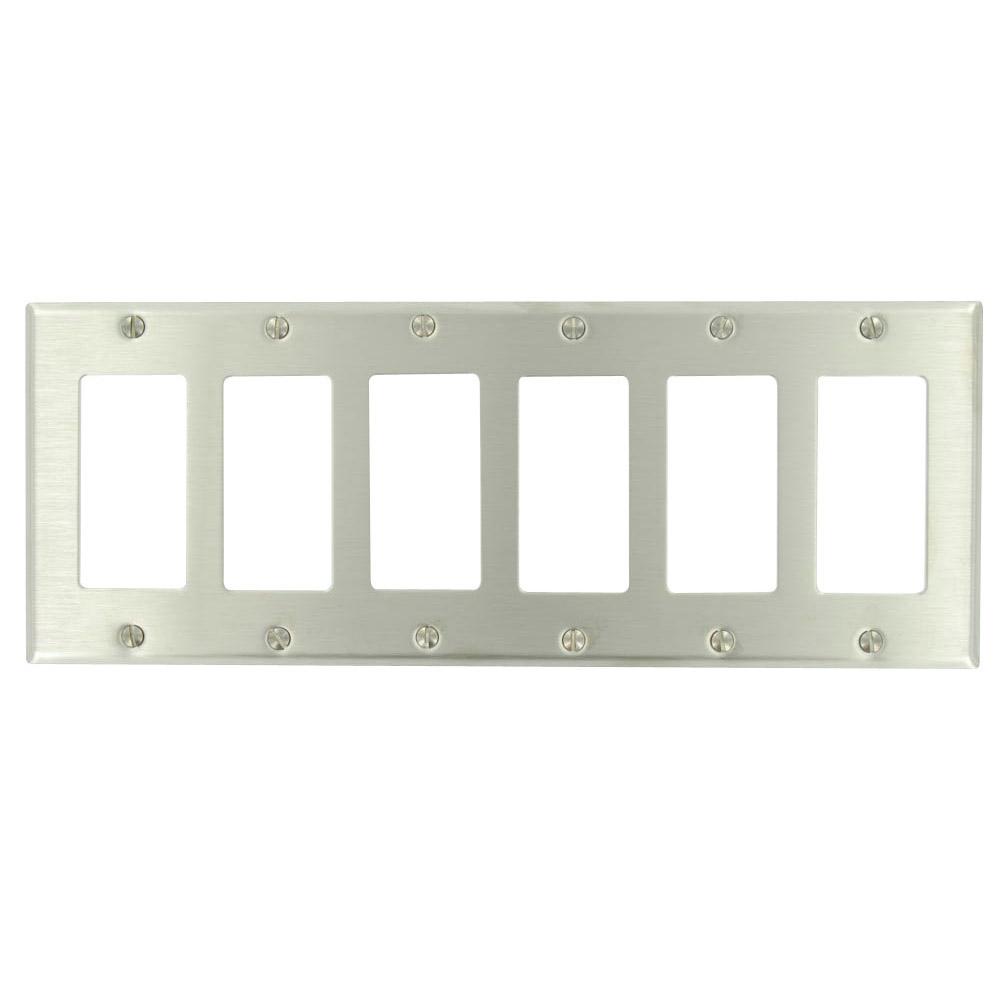 Leviton Stainless Steel 6 Gang Decorator Rocker Wall Plate 1 Pack 84436 40 The Home Depot