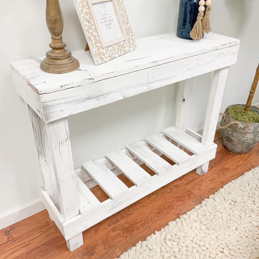 Del Hutson Designs Reclaimed Barnwood White Sofa Table Dhd1262wh The Home Depot
