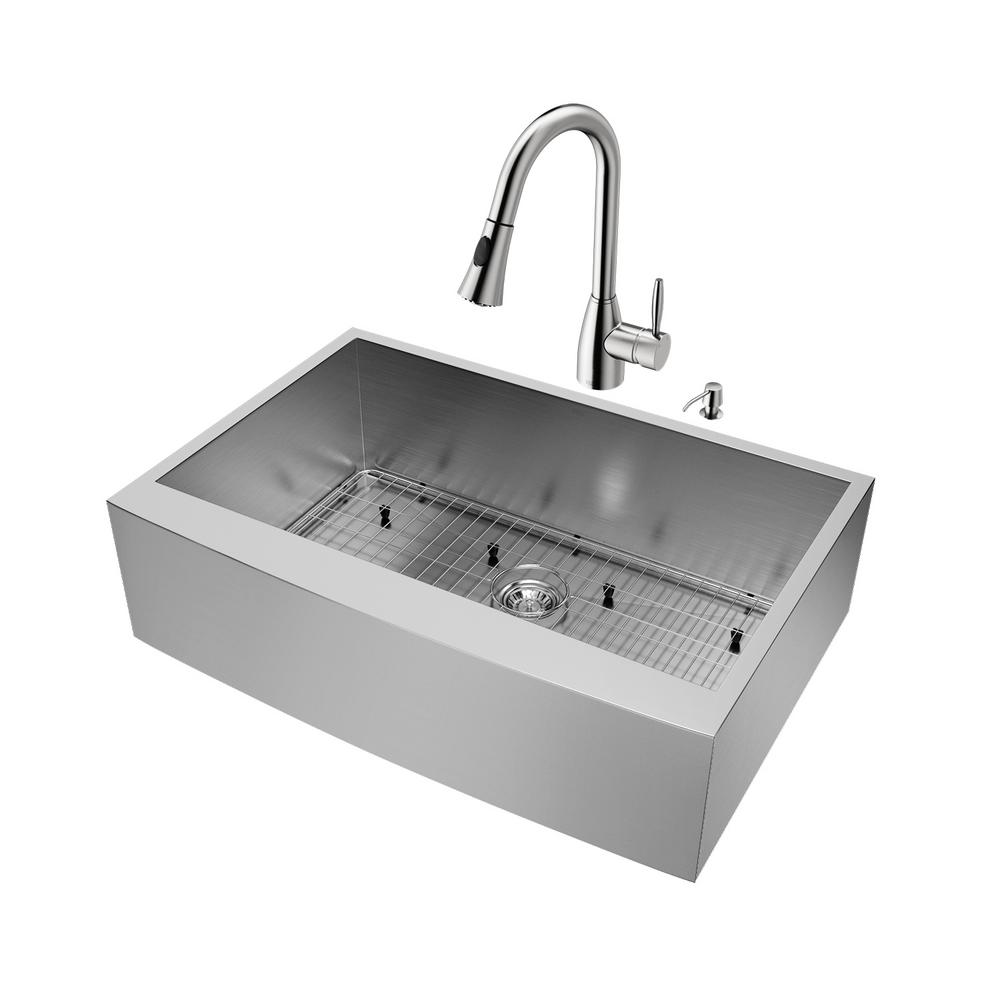 VIGO AllinOne 33 in. Camden Stainless Steel Single Bowl Farmhouse