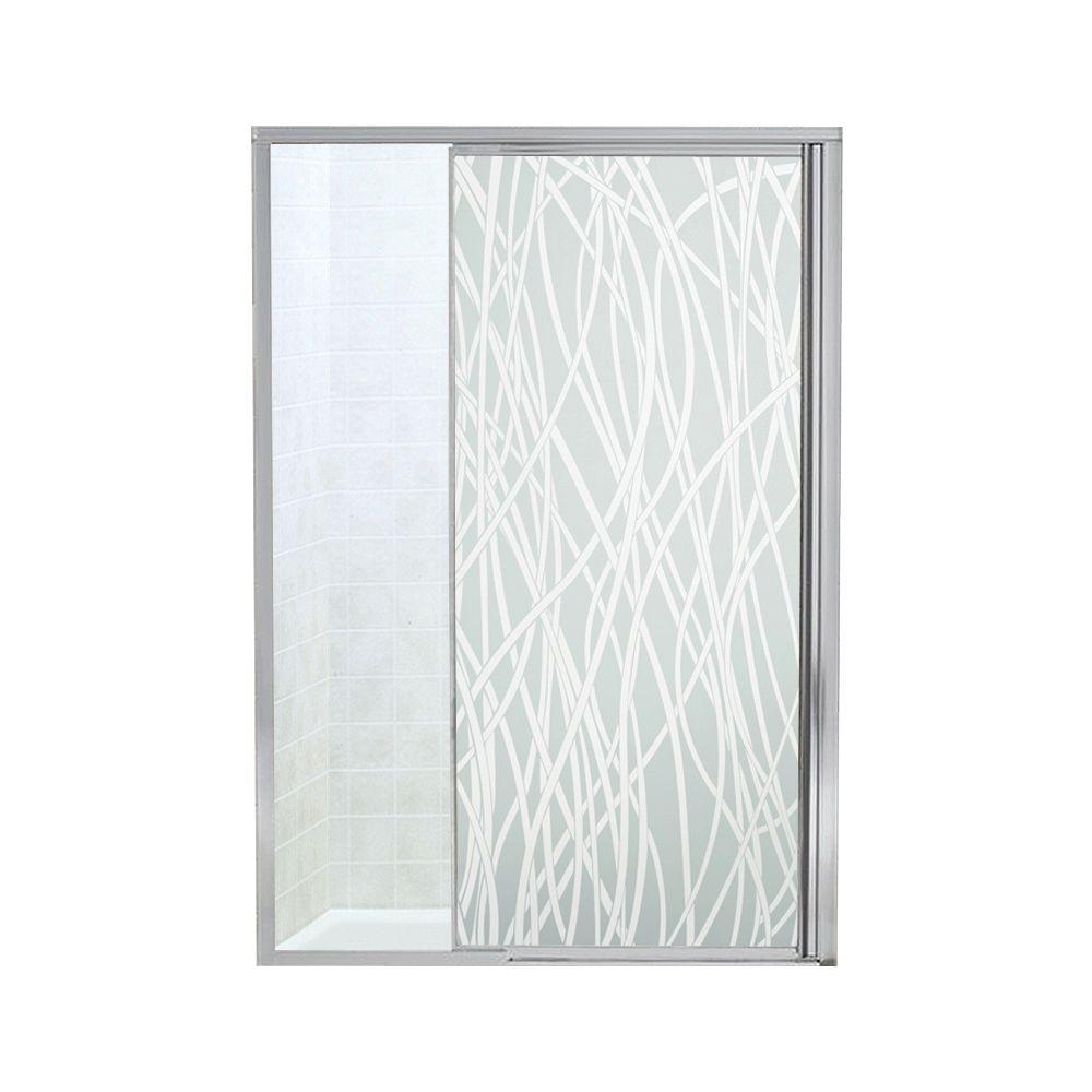 Sterling Vista Pivot Ii 48 In X 65 1 2 Framed Shower Door Silver With Handle