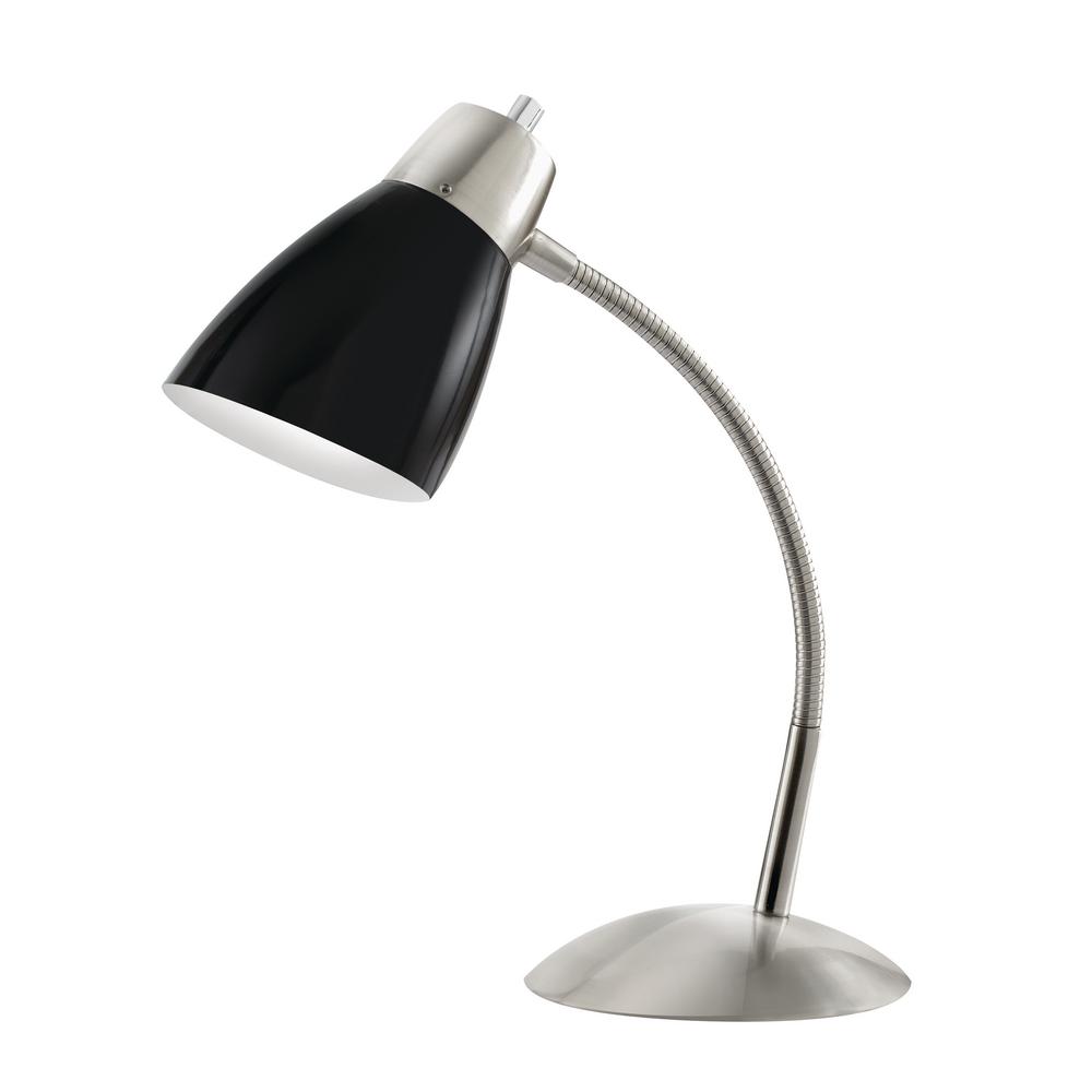 Cresswell 18 In Brushed Steel Gooseneck Desk Lamp With Black