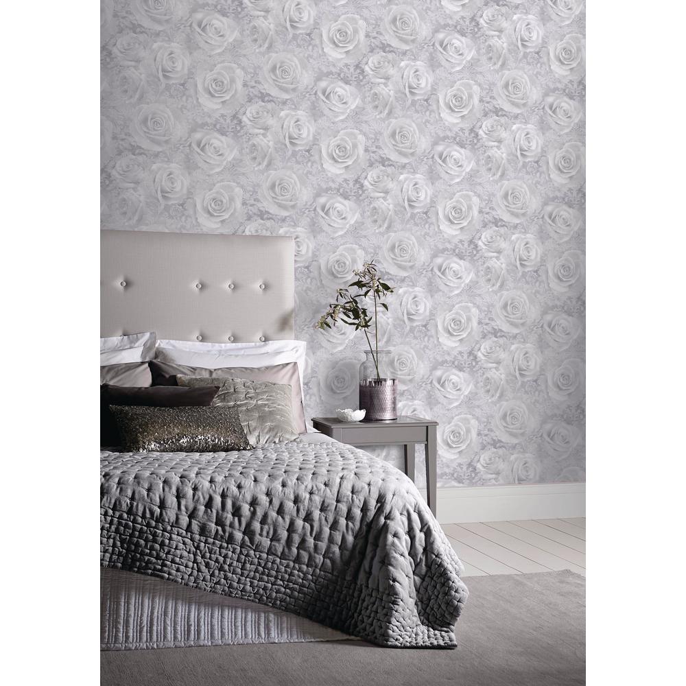 silver wallpaper bedroom